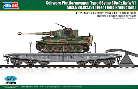 Vagão platafoma de transporte pesado & tanque Panzer Tiger VI Ausf.E Sd.Kfz.181 - 1/72