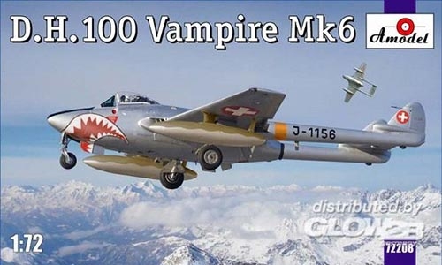 D.H.100 Vampire Mk6 RAF jet fighter - 1/72 - NOVIDADE!