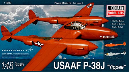 P-38J USAF Yippee com 2 opções de decalques - 1/48