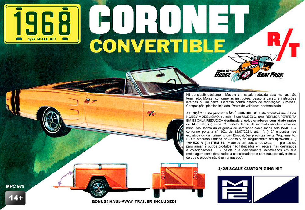 1/25 1968 Dodge Coronet Convertible w/Trailer  