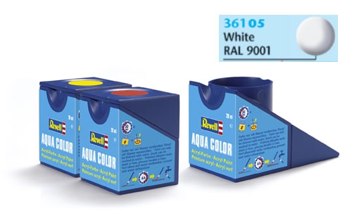 Tinta Revell para plastimodelismo - Aqua Color - Solúvel em água - White mat
RAL 9001 - 18ml