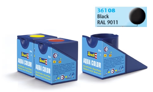 Tinta Revell para plastimodelismo - Aqua Color - Solúvel em água - Black mat
RAL 9011 - 18ml