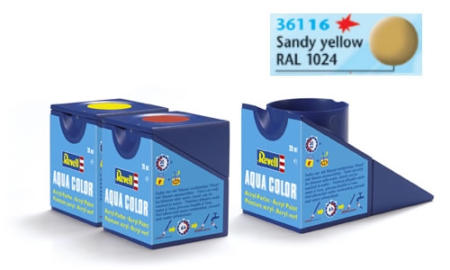 Tinta Revell para plastimodelismo - Aqua Color - Solúvel em água - Sandy yellow mat  - 18ml