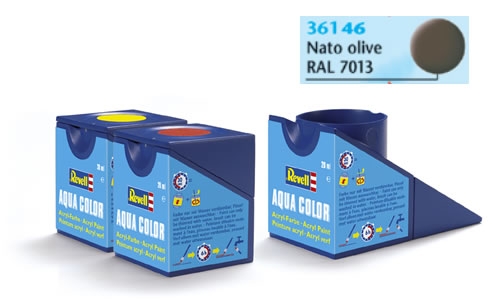 Tinta Revell para plastimodelismo - Aqua Color - Solúvel em água - NATO olive mate
RAL 7013 - 18ml