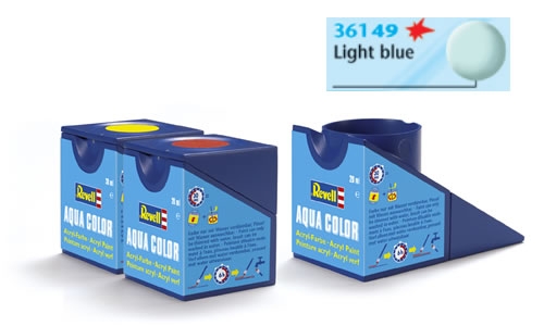 Tinta Revell para plastimodelismo - Aqua Color - Solúvel em água - light blue mat  - 18ml