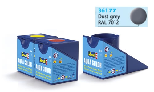 Tinta Revell para plastimodelismo - Aqua Color - Solúvel em água - dust grey mat
RAL 7012 - 18ml