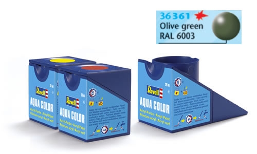 Tinta Revell para plastimodelismo  - Aqua Color - Solúvel em água - Verde oliva - 18ml