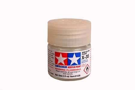 Tinta Tamiya para plastimodelismo - Acrílica mini X-35 - Transparente semibrilhante 10 ml