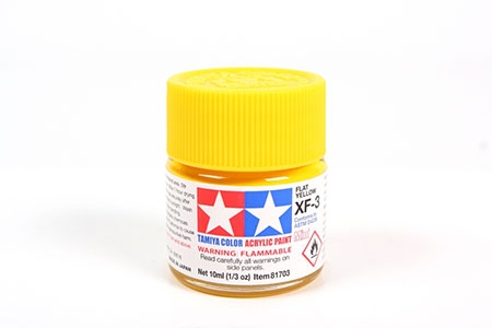 Tinta Tamiya para plastimodelismo - Acrílica mini XF-3 - Amarelo opaco - 10ml