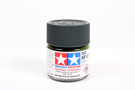 Tinta Tamiya para plastimodelismo - Acrílica mini XF-27 - Preto esverdeado - 10 ml