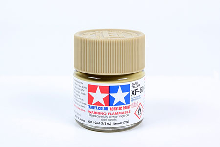 Tinta Tamiya para plastimodelismo - Acrílica mini XF-60 - Amarelo escuro - 10 ml