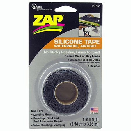 1 in x 10 ft (2,54cm x 3,05mt) roll Zap Silicone Tape, Black - NEW
