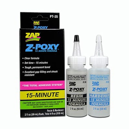 Cola epóxi de cura em 15 minutos Z-Poxy (2 x 59 ml)